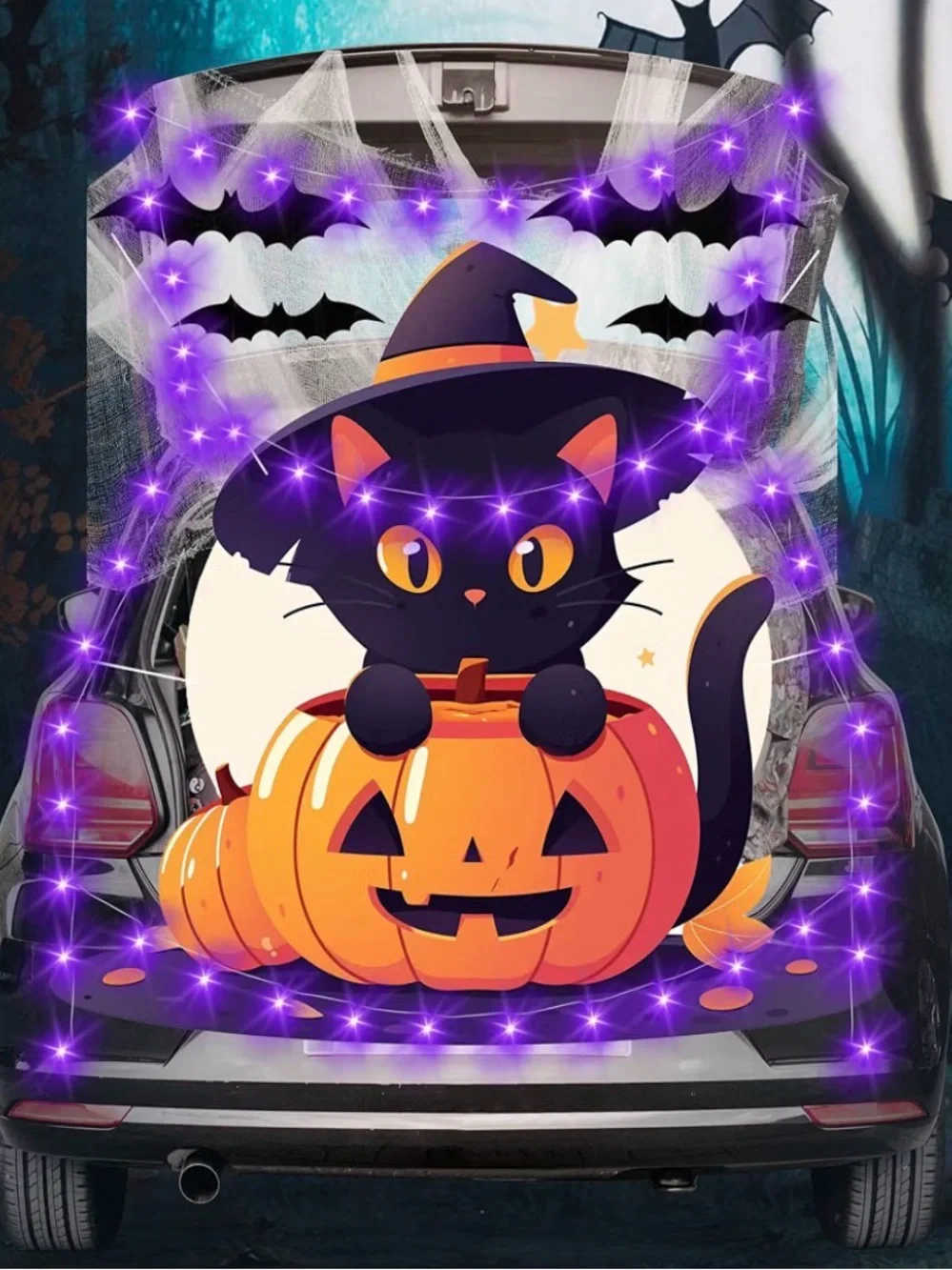 Halloween Black Cat Pumpkin Trunk Decor kit